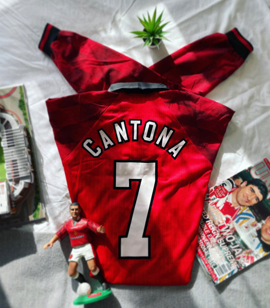 1996-98 Manchester United Home Shirt Longsleeve | Cantona #7 | Mint | Large