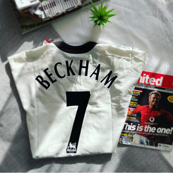 2002-03 Manchester United Away Longsleeve Shirt Beckham #7 | Very Good | Large
