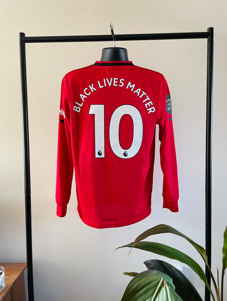 2019-20 Manchester United Home 'Black Lives Matter' Longsleeve Shirt | Rashford #10 | Mint | Medium