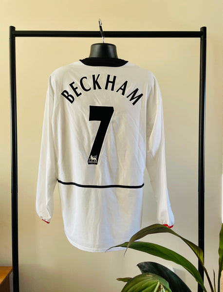 2002-03 Manchester United Away Longsleeve Shirt Beckham #7 | Very Good | Large