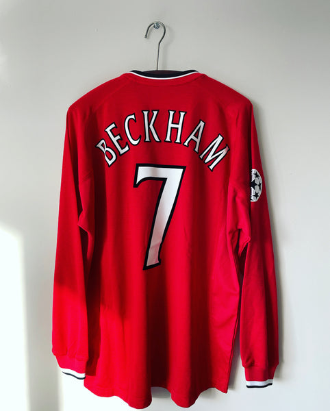 2000-02 Manchester United Home Longsleeve Shirt | Beckham #7 | Good | Large