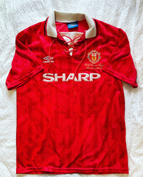 1992-94 Manchester United Player Issue Home Shirt | Hughes #10 | Very Good | Large