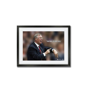 'Icons' Vintage Manchester United Framed Art - Alex Ferguson 'Football, Bl**dy Hell'