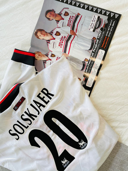 1997-99 Manchester United Away Longsleeve Shirt | Solskjaer #20 | Excellent | L