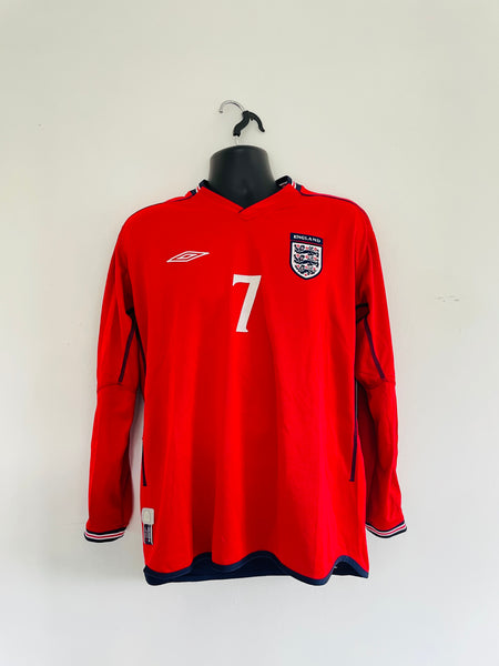 2002-04 England Away Longsleeve Shirt | Beckham #7 | Mint | M