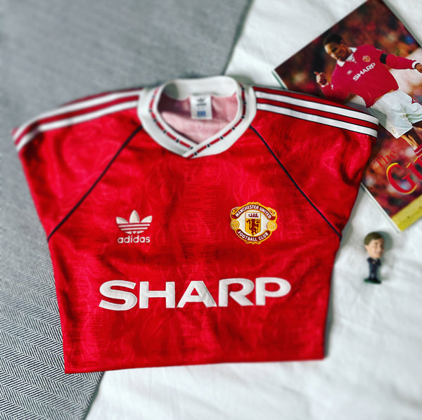 1990-92 Manchester United Home Shirt | Very Good | Large