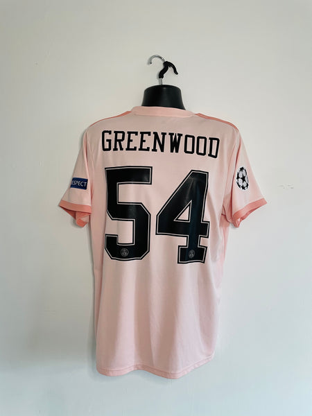 2018-19 Manchester United Pink Away Shirt | Greenwood #54 special PSG debut print  | Excellent | XL