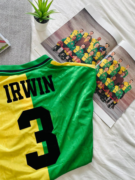 1992-94 Manchester United 'Green & Gold' Third Shirt | Irwin #3 | Mint | M