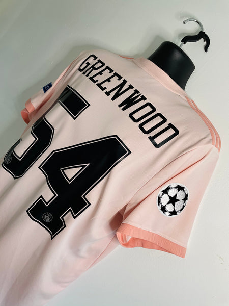2018-19 Manchester United Pink Away Shirt | Greenwood #54 special PSG debut print  | Excellent | XL