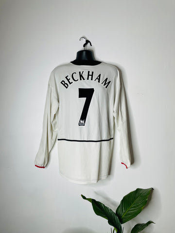 2002-03 Manchester United Away Shirt Longsleeve  | Beckham #7 | Very Good | XL