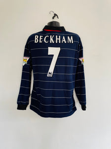 1999-00 Manchester United Away Longsleeve | Beckham #7 | Very Good | L