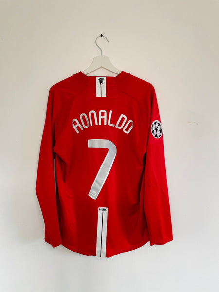 2007-09 Manchester United Home Longsleeve Shirt | Ronaldo #7 | Very Good | Medium