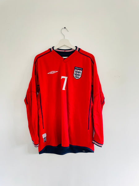 2002-04 England Away Longsleeve Shirt | Beckham #7 | Mint | M
